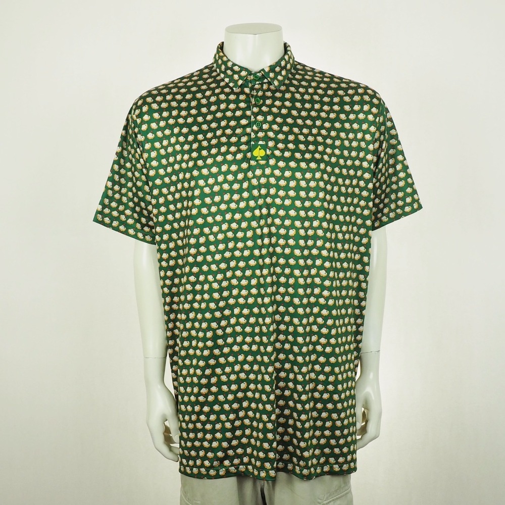 Pins & Aces Golf Polo Shirt Mens 2XL XXL Green Augusta Masters Pimento Cheese